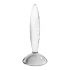 Satisfyer Sparkling Crystal - Ribbed Glass Dildo (Transparent) 