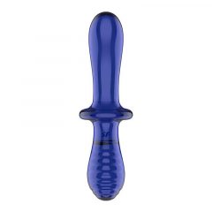 Satisfyer Double Crystal - 2 end glass dildo (blue)