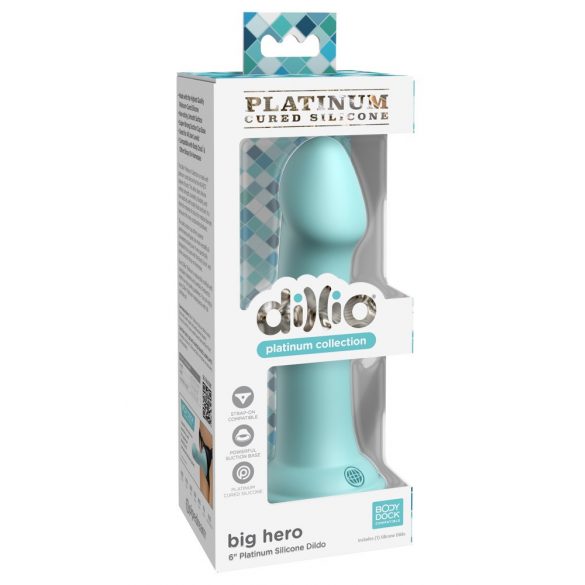 Dillio Big Hero - Suction Cup Silicone Dildo (17cm) - Turquoise 