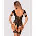 Obsessive - Patterned Open Mesh Bodysuit (Black) - (S-L) 