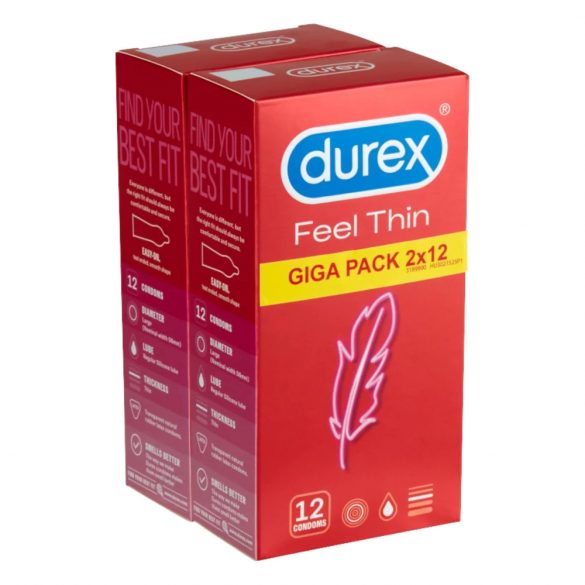 Durex Feel Thin - Real Feel Condoms (2x12 Pack) 