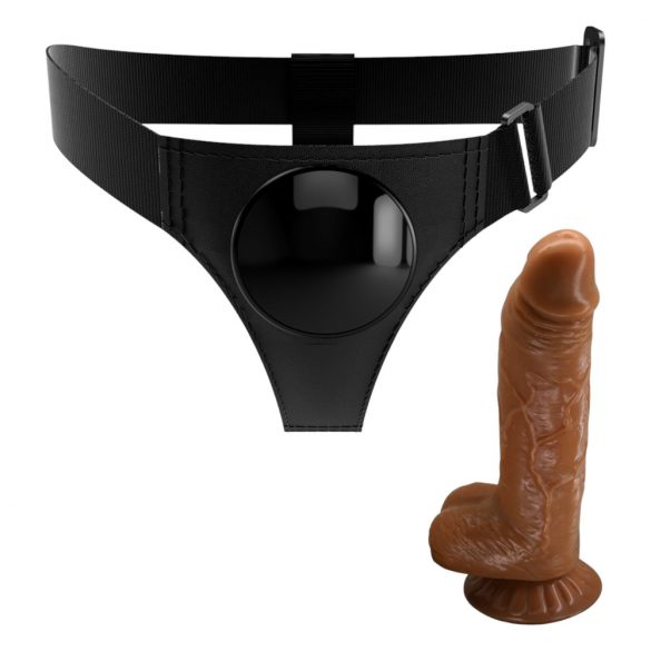 Pretty Love Harness - universal bottom with dildo - 17 cm (black) 