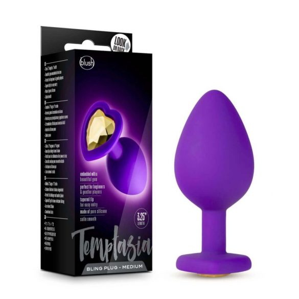 Temptasia M - Gold-Stone Heart Anal Dildo (Purple) - Medium 