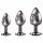 Evolved Black Gem - Metal Anal Dildo Set (Black-Silver) 