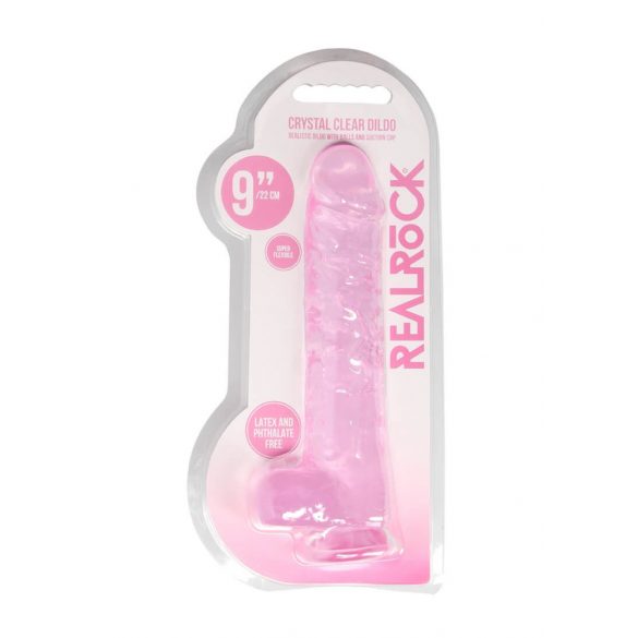 REALROCK - Transparent Realistic Dildo - Pink (22cm) 