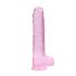 REALROCK - Transparent Realistic Dildo - Pink (22cm) 