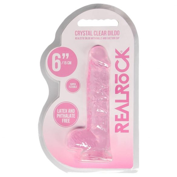 Transparent Realistic Dildo - Pink (6 inches) 