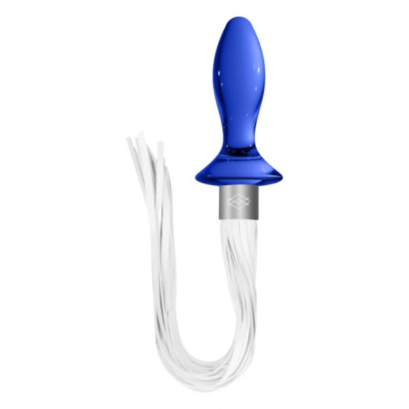 Chrystalino Tail - glass anal dildo whip (blue and white)