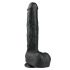 Easytoys - Suction Cup Dildo with Balls, Large (11.6") - Black 