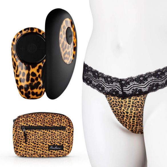 Panthra Tania - Battery-Operated, Wireless Vibrating Panties (Leopard-Black) 