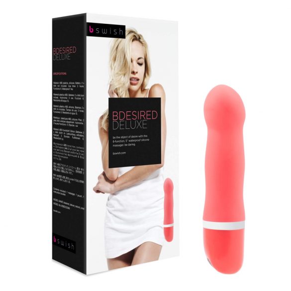 B SWISH Bdesired Deluxe - Rod Vibrator with Pronounced Head (Coral) 