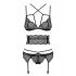 Obsessive Frivolla - Spicy Lace Lingerie Set - 4 Pieces (Black) 