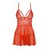 Obsessive 838-BAB-3 - Spicy Lace Babydoll with Thong (Red) 