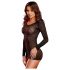 Lapdance Center Stage - Long Sleeve Fishnet Mini Dress (Black) 