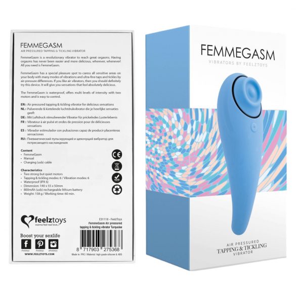 FEELZTOYS Femmegasm - Rechargeable 2in1 Clitoral Vibrator (Blue) 